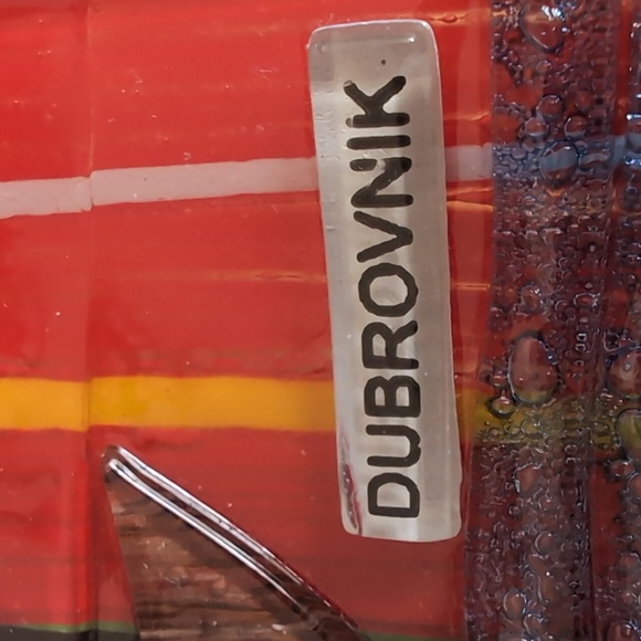 Source Unknown Red and White Glass  Plate Dubrovnik Croatia Souvenir - Picture 6 of 6